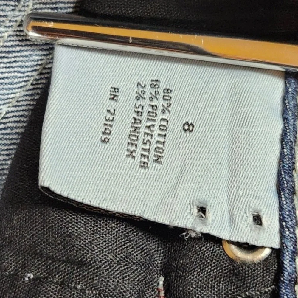 One 5one Bootcut Jeans Women 8 Dark Wash Blue Excellent Embroidered Rhinestone - Picture 8 of 15